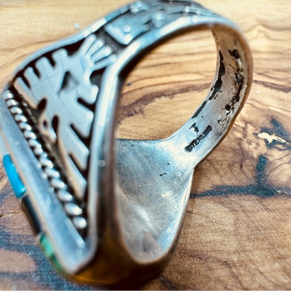 Antique Zuni MOP Turquoise Jasper Carnelian Lapis Malachite IObsidian Ring - Picture 5 of 8